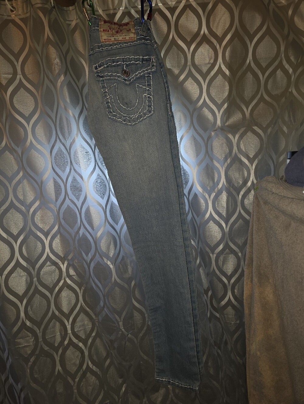 True Religion Light Blue Denim Overalls Jeans